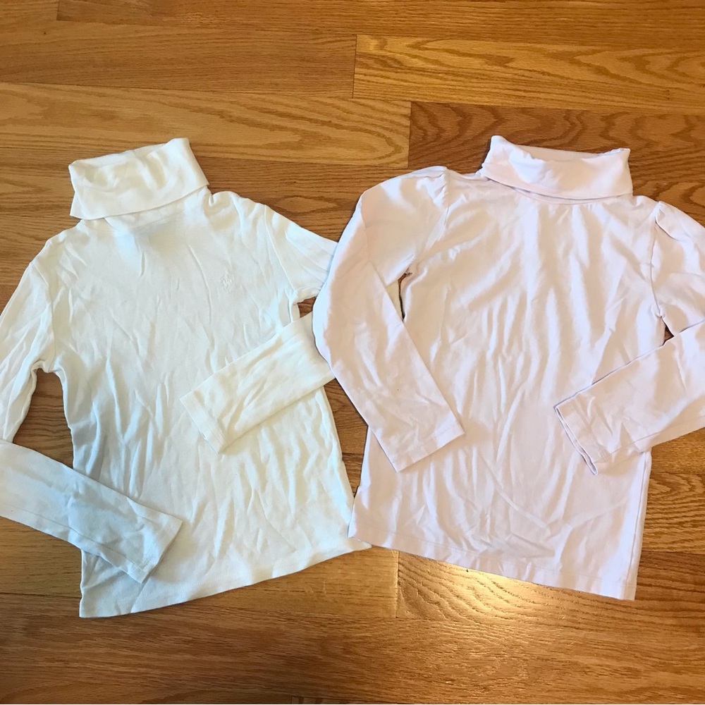 Girls Long-Sleeve Turtleneck Top - White & Pink